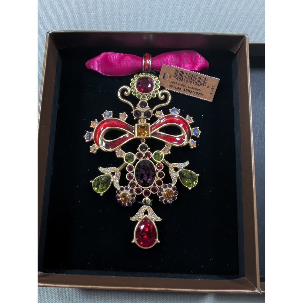 Jay Strongwater 2013 Annual Christmas Ornament Bow Cross Crystal NWT